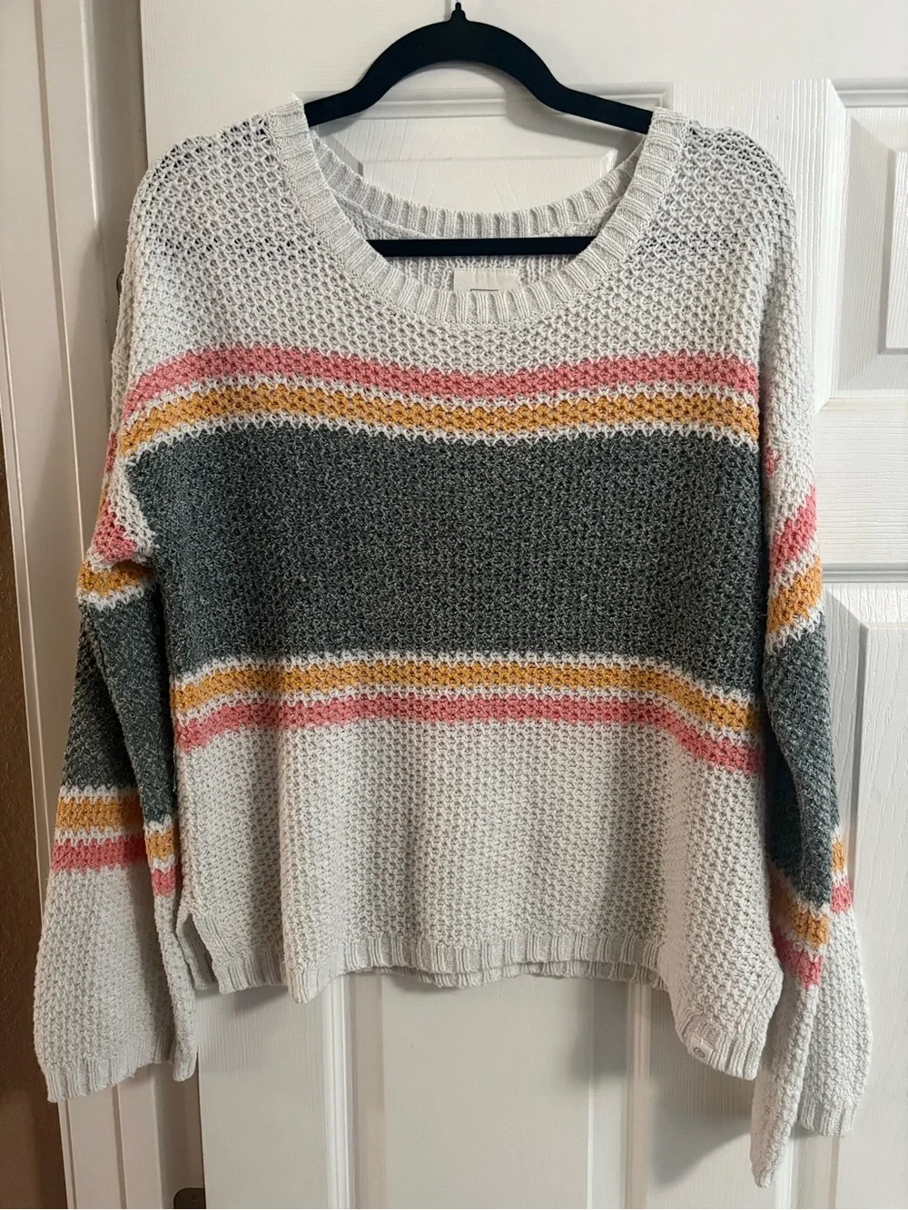Rip Curl pullover crewneck knit sweater stripes colorful cottagecore comfy L